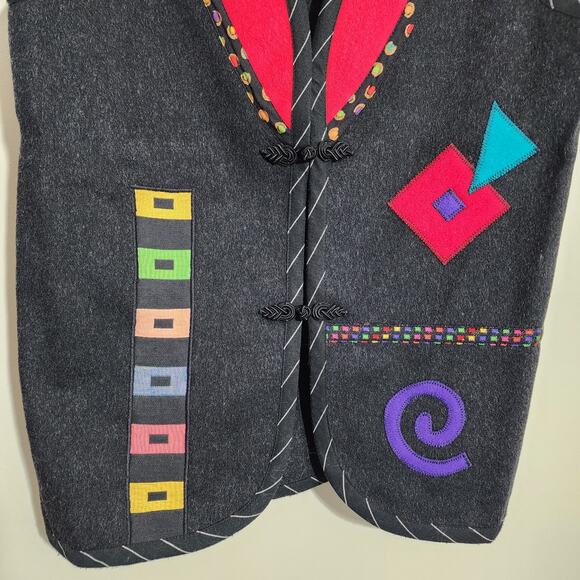 Vintage Lynn Murray 80s pop 100% wool felt art to wear vest woman's size Large - Picture 5 of 10